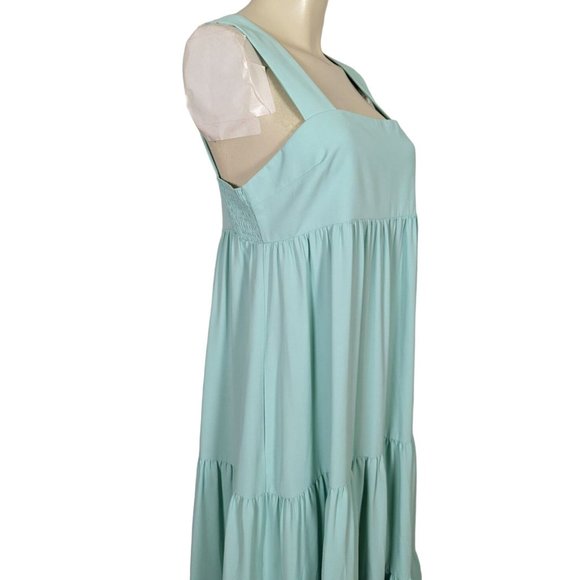 Amanda Uprichard empire waist ruffled maxi sleeveless seafoam dress sz M - Picture 5 of 10